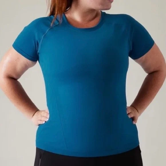 Women’s Athleta Momentum Seamless Tee Mesh Panels Stretch Breathable Sz. S - Picture 2 of 13